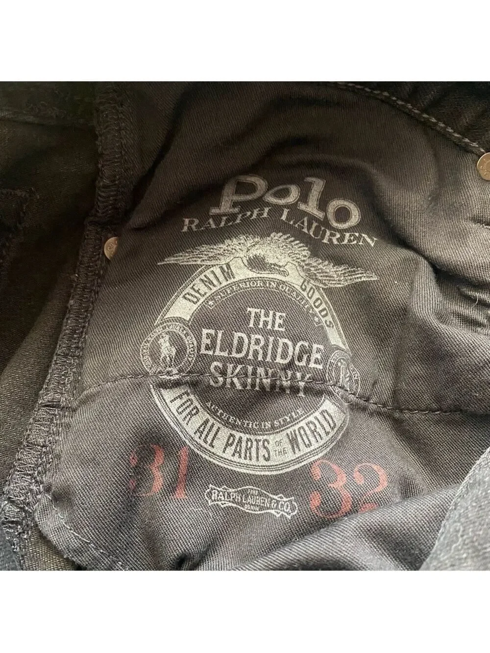 Polo Ralph Lauren Men’s Skinny Black Jeans Eldridge modern Casual 31x32